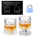 Spinning Whiskey Glass Gift Set — Rotating Glasses with Ice Ball Molds